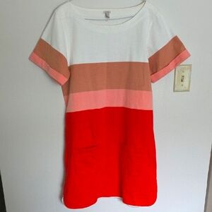 J. Crew Colorblock Cotton T Shirt Dress Sz L